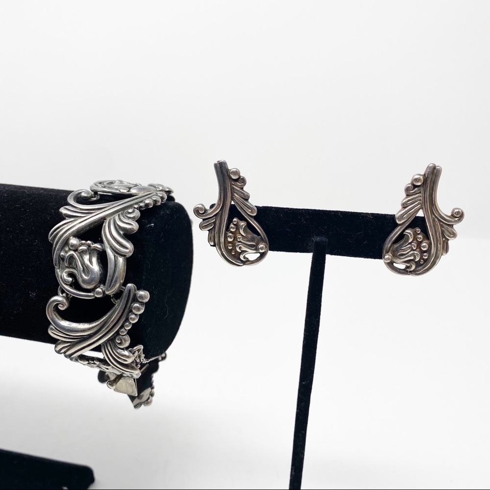 125 Margot de Taxco sterling floral bracelet set